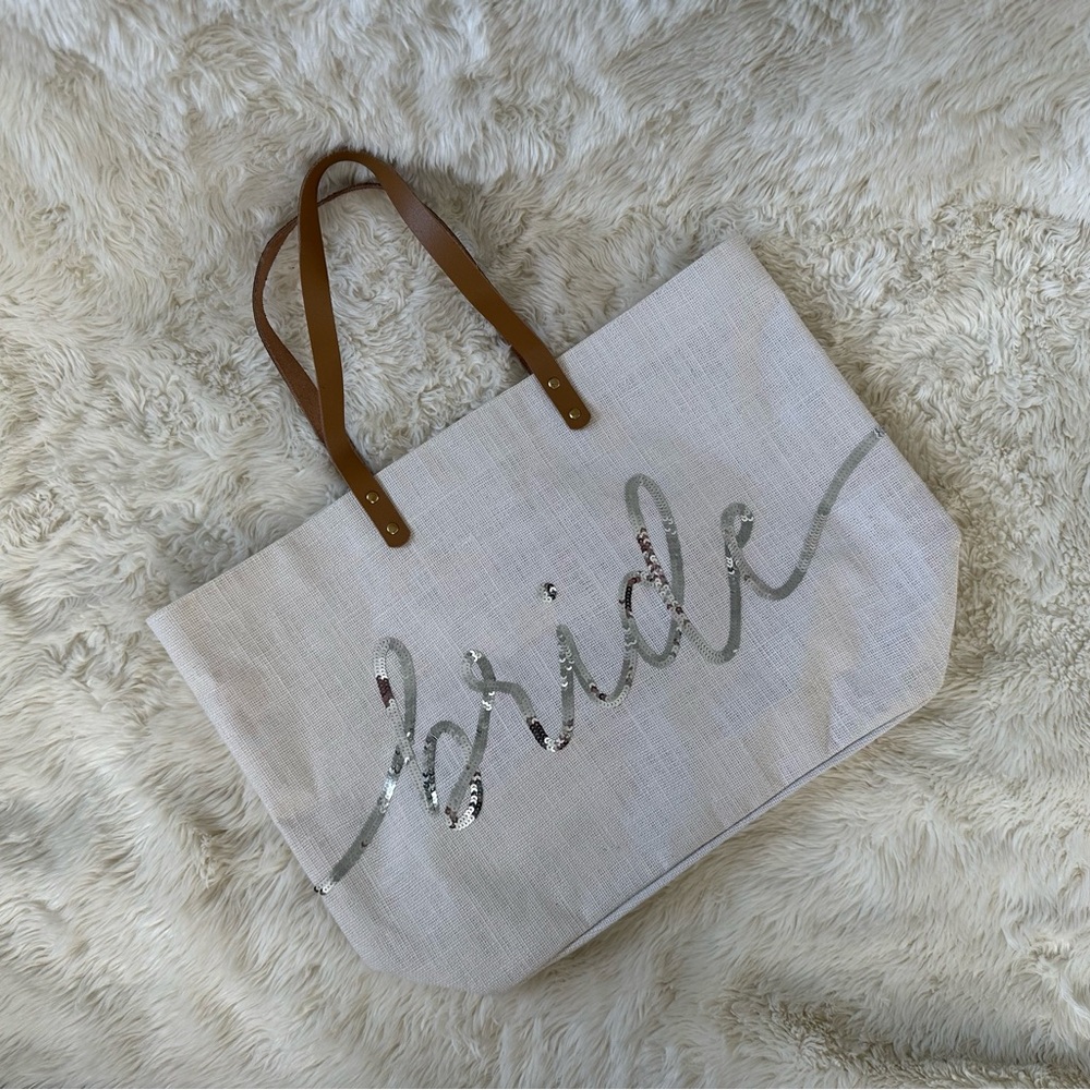 Elegant Bride Tote with Silver Script